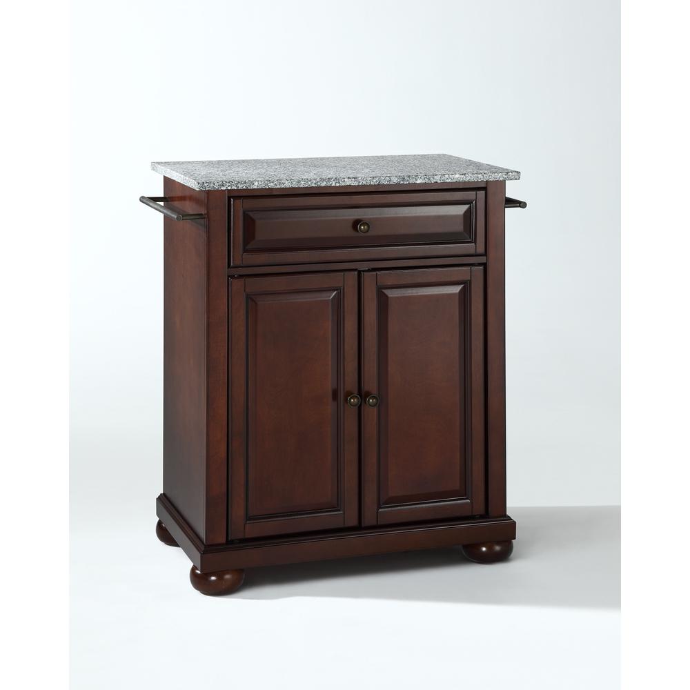 Alexandria Granite Top Portable Kitchen Island/Cart Mahogany/Gray