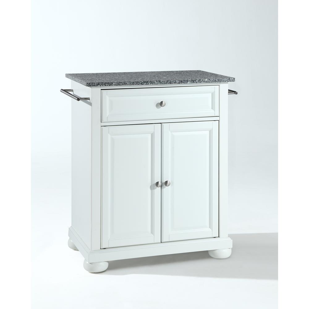Alexandria Granite Top Portable Kitchen Island/Cart White/Gray