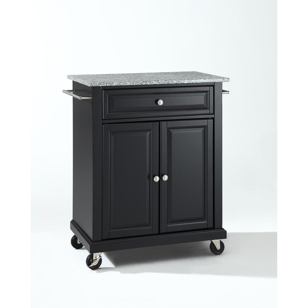 Compact Granite Top Kitchen Cart Black/Gray