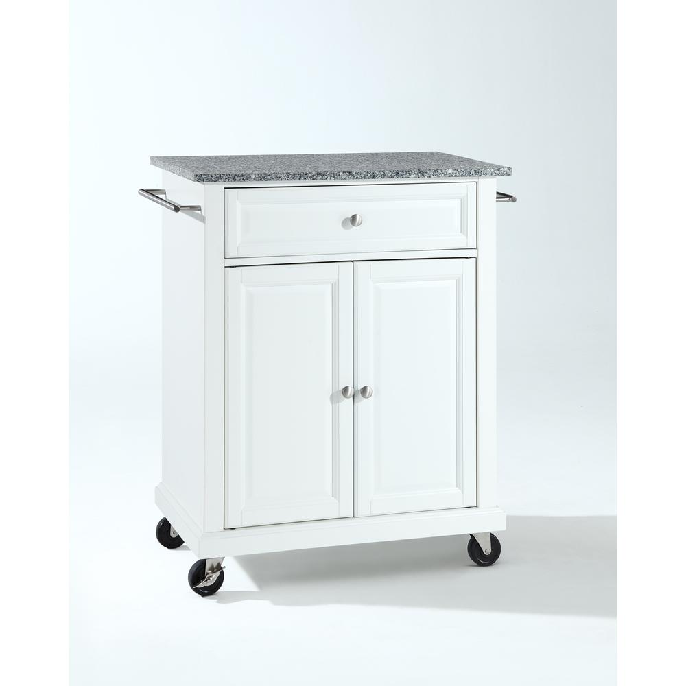 Compact Granite Top Kitchen Cart White/Gray