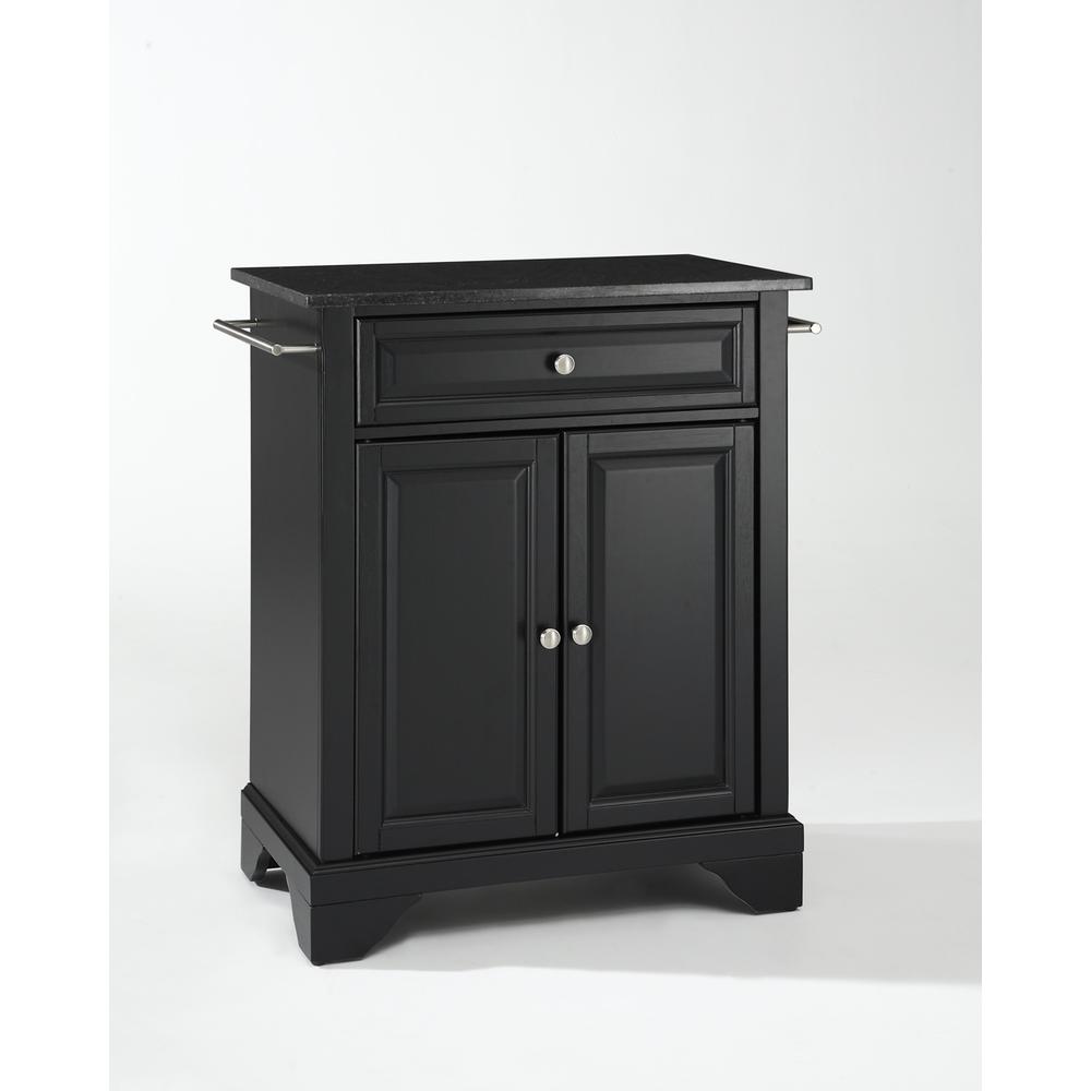 Lafayette Granite Top Portable Kitchen Island/Cart Black/Black