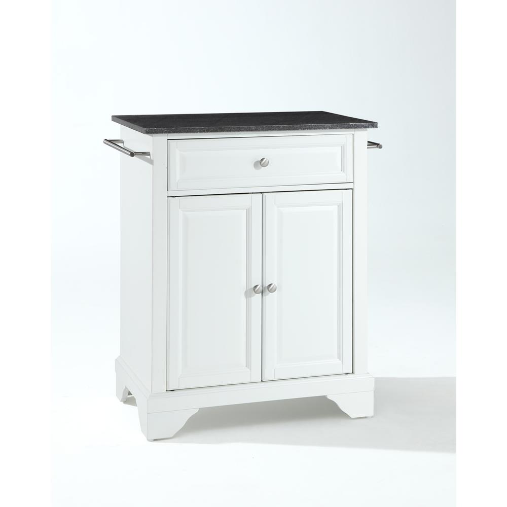 Lafayette Granite Top Portable Kitchen Island/Cart White/Black