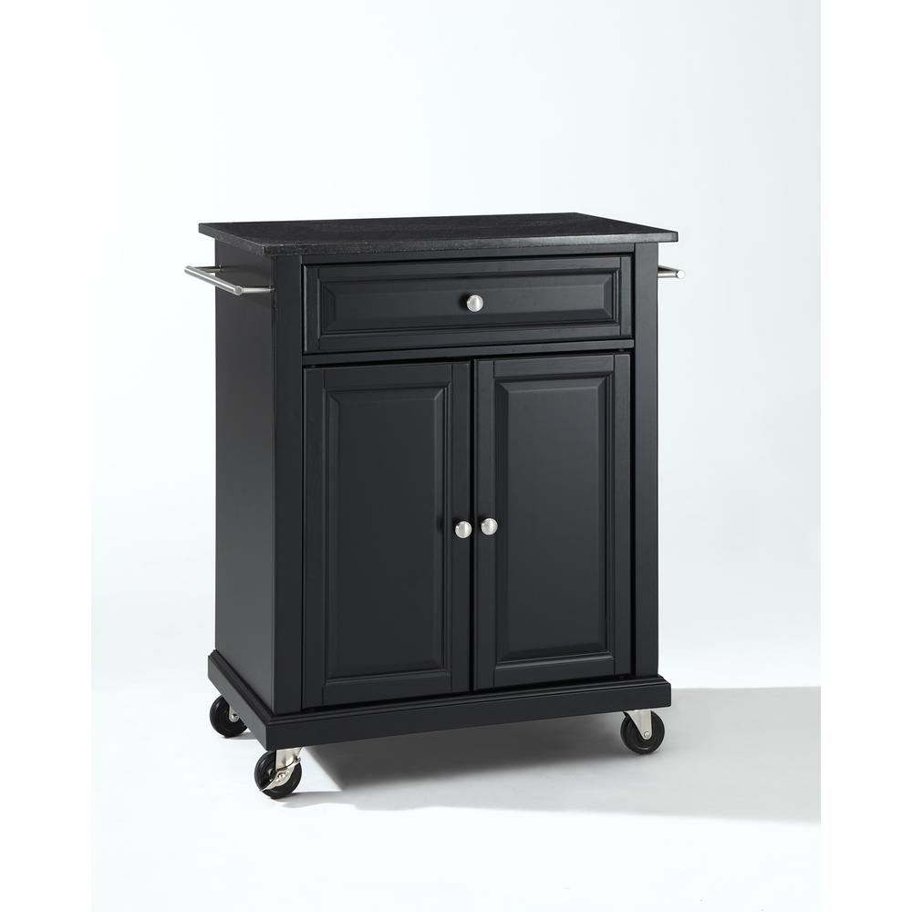 Compact Granite Top Kitchen Cart Black/Black