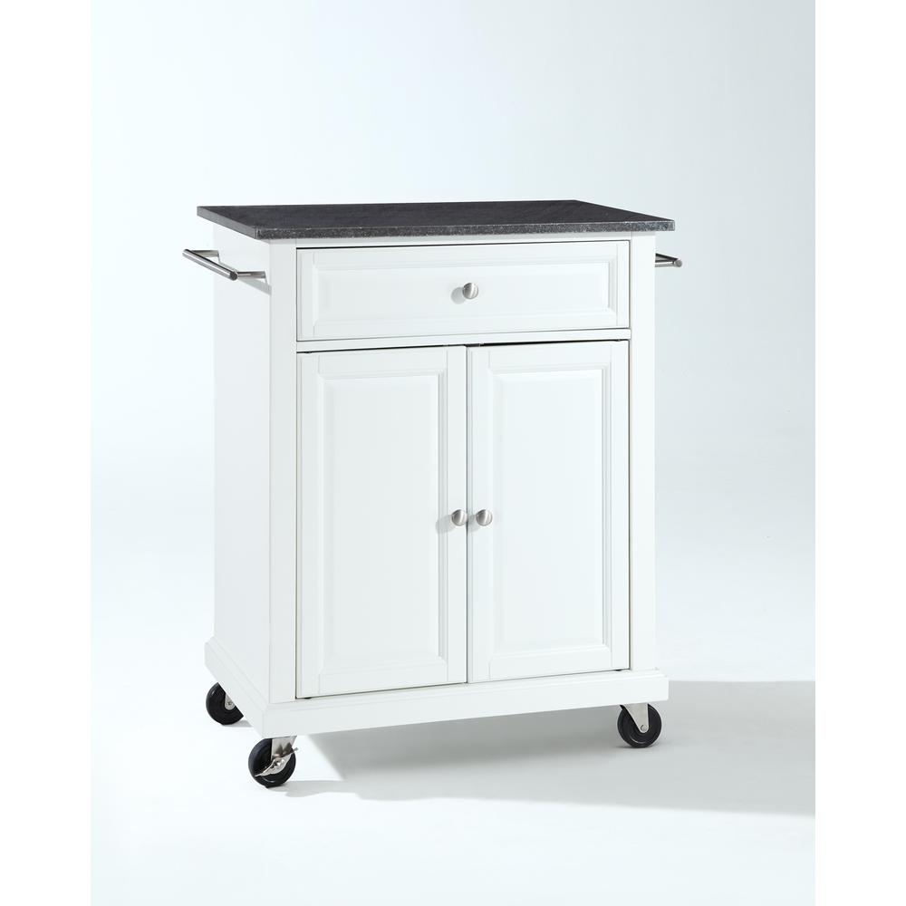 Compact Granite Top Kitchen Cart White/Black