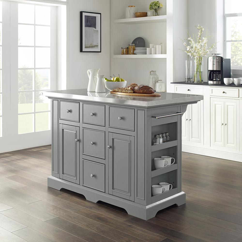 Julia Stainless Steel Top Kitchen Island Gray/Stainless Steel