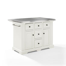 Load image into Gallery viewer, Julia Stainless Steel Top Kitchen Island White/Stainless Steel

