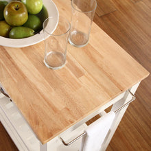 Load image into Gallery viewer, Wood Top Kitchen Prep Cart White/Natural
