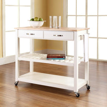 Load image into Gallery viewer, Wood Top Kitchen Prep Cart White/Natural
