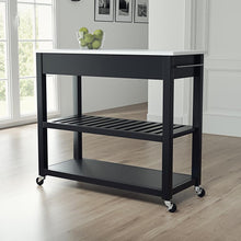 Load image into Gallery viewer, Stone Top Kitchen Prep Cart Black/White
