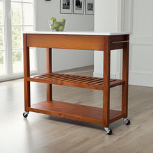 Load image into Gallery viewer, Stone Top Kitchen Prep Cart Cherry/White
