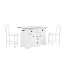 Load image into Gallery viewer, Julia Stainless Steel Top Island W/X-Back Stools White/White - Island &amp; 2 Stools
