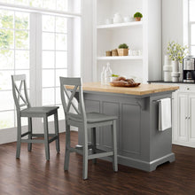 Load image into Gallery viewer, Julia Wood Top Island W/X-Back Stools Gray/Gray - Islands &amp; 2 Stools
