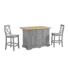 Load image into Gallery viewer, Julia Wood Top Island W/X-Back Stools Gray/Gray - Islands &amp; 2 Stools
