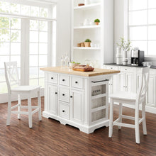 Load image into Gallery viewer, Julia Wood Top Island W/X-Back Stools White/White - Island &amp; 2 Stools

