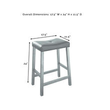 Load image into Gallery viewer, Clifton Kitchen Island W/Uph Saddle Stools Distressed White/Black - Kitchen Island &amp; 2 Stools
