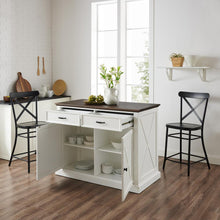 Load image into Gallery viewer, Clifton Kitchen Island W/Camille Stools Distressed White/Black - Kitchen Island &amp; 2 Stools
