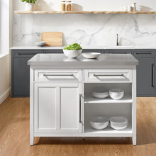 Load image into Gallery viewer, Silvia Stainless Steel Top Kitchen Island White/Stainless Steel
