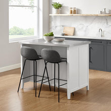 Load image into Gallery viewer, Silvia Stainless Steel Top Kitchen Island W/Riley Stools White/Gray - Kitchen Island &amp; 2 Stools
