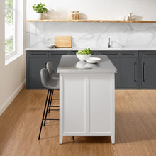 Load image into Gallery viewer, Silvia Stainless Steel Top Kitchen Island W/Riley Stools White/Gray - Kitchen Island &amp; 2 Stools

