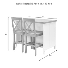 Load image into Gallery viewer, Silvia Stainless Steel Top Kitchen Island W/X-Back Stools White/Gray - Kitchen Island &amp; 2 Stools
