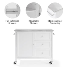 Load image into Gallery viewer, Soren Stainless Steel Top Kitchen Island/Cart White/Stainless Steel
