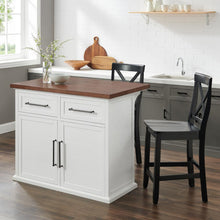 Load image into Gallery viewer, Bartlett Wood Top Kitchen Island W/X-Back Stools
