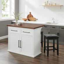 Load image into Gallery viewer, Bartlett Wood Top Kitchen Island W/Uph Square Stools
