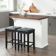 Load image into Gallery viewer, Bartlett Wood Top Kitchen Island W/Uph Square Stools

