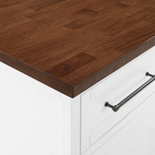Load image into Gallery viewer, Bartlett Wood Top Kitchen Island W/Uph Square Stools
