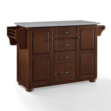 Load image into Gallery viewer, Eleanor Stainless Steel Top Kitchen Island Mahogany/Stainless Steel
