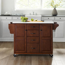 Load image into Gallery viewer, Eleanor Stone Top Kitchen Cart Mahogany/White
