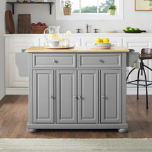 Load image into Gallery viewer, Alexandria Wood Top Kitchen Island/Cart Gray/Natural
