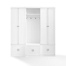 Load image into Gallery viewer, Harper 3Pc Entryway Set White - Hall Tree &amp; 2 Pantry Closets
