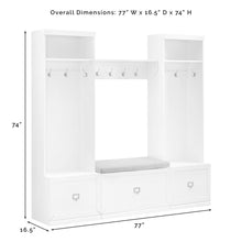 Load image into Gallery viewer, Harper 4Pc Entryway Set White - Bench, Shelf, &amp; 2 Hall Trees
