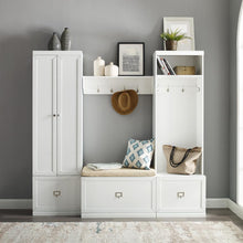 Load image into Gallery viewer, Harper 4Pc Entryway Set White - Bench, Shelf, Hall Tree, &amp; Pantry Closet
