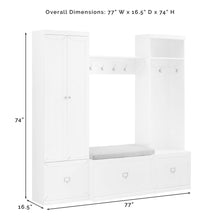 Load image into Gallery viewer, Harper 4Pc Entryway Set White - Bench, Shelf, Hall Tree, &amp; Pantry Closet
