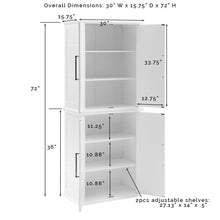 Load image into Gallery viewer, Bartlett Tall Storage Pantry White - 2 Stackable Pantries
