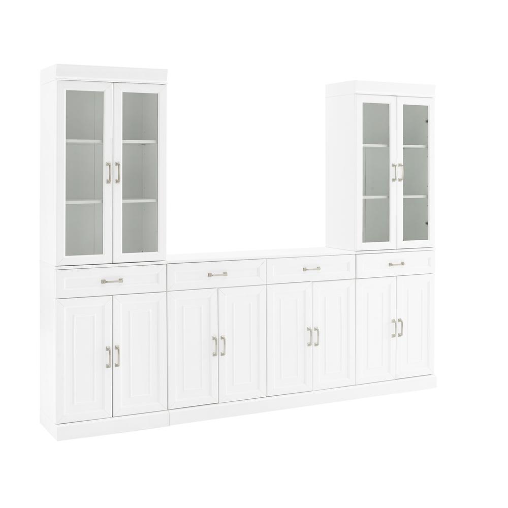 Stanton 3Pc Sideboard And Glass Door Pantry Set White - Sideboard & 2 Pantries