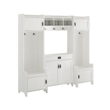 Load image into Gallery viewer, Fremont 4Pc Entryway Set Distressed White - Accent Cabinet, Shelf, 2 Hall Trees
