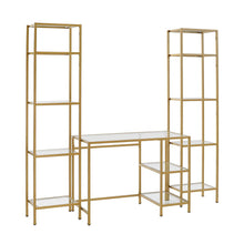 Load image into Gallery viewer, Aimee 3Pc Desk And Etagere Set Soft Gold - Desk &amp; 2 Narrow Etageres
