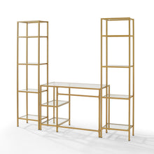 Load image into Gallery viewer, Aimee 3Pc Desk And Etagere Set Soft Gold - Desk &amp; 2 Narrow Etageres
