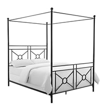 Load image into Gallery viewer, Montgomery Queen Canopy Bed Black - Headboard, Footboard, Finials, Rails, Canopy
