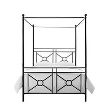 Load image into Gallery viewer, Montgomery Queen Canopy Bed Black - Headboard, Footboard, Finials, Rails, Canopy
