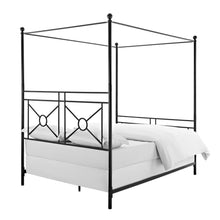 Load image into Gallery viewer, Montgomery Queen Canopy Bed Black - Headboard, Footboard, Finials, Rails, Canopy
