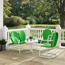 Load image into Gallery viewer, Griffith 4Pc Outdoor Metal Conversation Set Kelly Green Gloss/White Satin - Loveseat, Side Table, &amp; 2 Chairs
