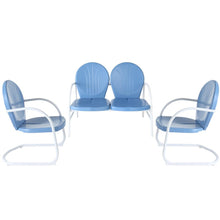 Load image into Gallery viewer, Griffith 3Pc Outdoor Metal Conversation Set Sky Blue Gloss/White Satin - Loveseat,  2 Chairs
