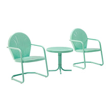 Load image into Gallery viewer, Griffith 3Pc Outdoor Metal Armchair Set Aqua Gloss - Side Table &amp; 2 Chairs
