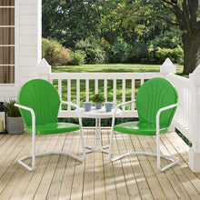 Load image into Gallery viewer, Griffith 3Pc Outdoor Metal Armchair Set Kelly Green Gloss/White Satin - Side Table &amp; 2 Chairs
