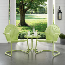 Load image into Gallery viewer, Griffith 3Pc Outdoor Metal Armchair Set Key Lime Gloss - Side Table &amp; 2 Chairs
