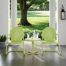 Load image into Gallery viewer, Griffith 3Pc Outdoor Metal Armchair Set Key Lime Gloss - Side Table &amp; 2 Chairs
